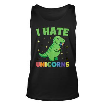I Hate Unicorns With Dinosaur Dinosaur Funny Gifts Unisex Tank Top | Mazezy