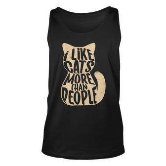 I Like Cats More Than People Funny Cat Lover Unisex Tank Top - Thegiftio UK