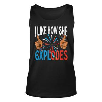 I Like How He Bangs Fireworks Funny 4Th Of July Couple Unisex Tank Top - Monsterry