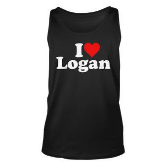 I Love Heart Logan Unisex Tank Top | Mazezy