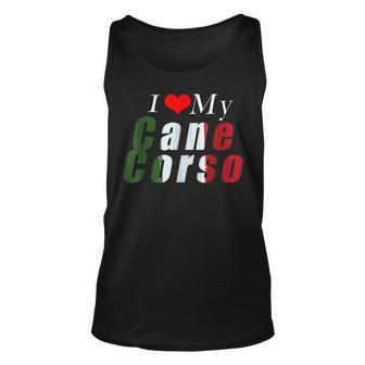 I Love My Cane Corso Mastiff Italian Flag Colors Unisex Tank Top | Mazezy