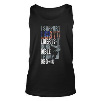 I Support Lgbtq Liberty Guns Bible Trump Bbq Donald Trump Unisex Tank Top | Mazezy