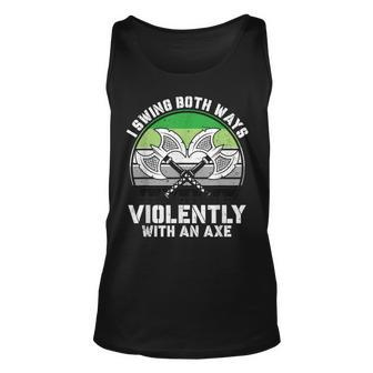 I Swing Both Ways Violently With Axe Aromantic Lgbt Pride Unisex Tank Top | Mazezy