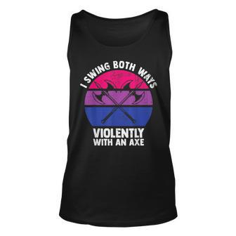 I Swing Both Ways With An Axe Bisexual Lgbt Pride Retro Unisex Tank Top | Mazezy