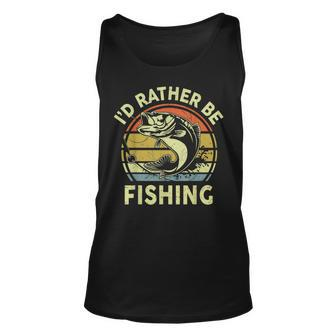 Id Rather Be Fishing- Fly Bass Fish Funny Fisherman Dad Unisex Tank Top - Seseable