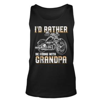 Id Rather Be Riding With Grandpa Biker Unisex Tank Top | Mazezy