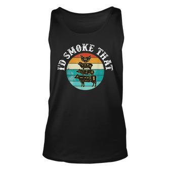 Id Smoke That Funny Retro Bbq Party Smoker Chef Dad Gift Unisex Tank Top | Mazezy