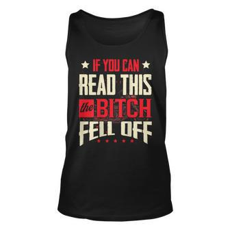 If You Can Read This She Fell Off Biker Back Print Unisex Tank Top | Mazezy