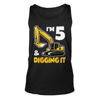 I'm 5 Year Old Excavator Construction 5Th Birthday Boy Tank Top - Seseable