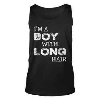 Im A Boy With Long Hair Funny Boy Cool Long Hair Unisex Tank Top - Thegiftio UK