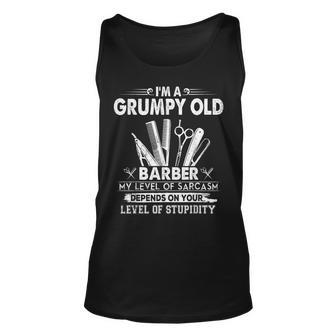 Im A Grumpy Old Barber Father Day Gifts Gift For Mens Unisex Tank Top | Mazezy