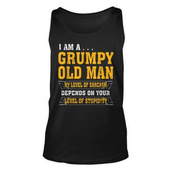 Im A Grumpy Old Man My Level Of Sarcasm Unisex Tank Top | Mazezy