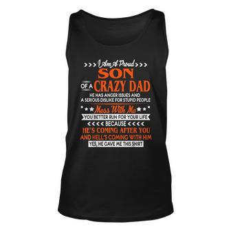 Im Aproudsonof A Crazy Dad Son Gift Funny Gifts For Dad Unisex Tank Top | Mazezy