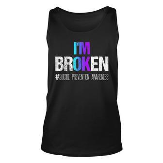 I'm Broken Wear Teal And Purple Suicide Prevention Awareness Tank Top - Monsterry