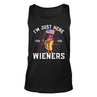 Im Just Here For The Wieners 4Th Of July Patriotic Hot Dog Unisex Tank Top - Thegiftio UK