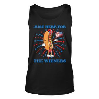 Im Just Here For The Wieners Funny Fourth Of July Hot Dog Unisex Tank Top - Monsterry