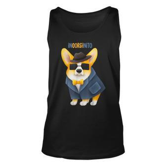 Incorginito Corgi Cute Funny Dog Pun Detective Incognito Unisex Tank Top | Mazezy