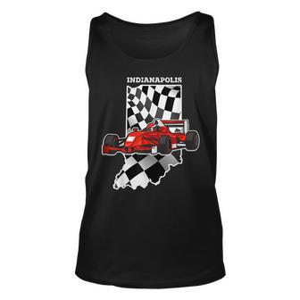 Indianapolis Indiana Race Checkered Flag Race Lovers Unisex Tank Top - Monsterry