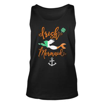 Irish Mermaid Quote Ireland Flag Pride Green Clover Anchor Tank Top | Mazezy