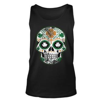 Irish Sugar Skull St Patrick Holiday Skull Unisex Tank Top | Mazezy