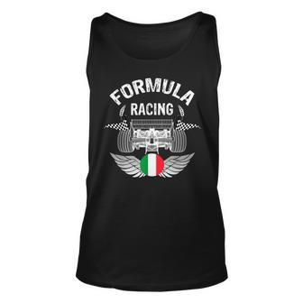 Italian Auto Race Italy Flag Formula Racing Car Blueprint Unisex Tank Top | Mazezy