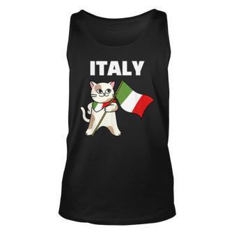 Italy Cat | Italian Italia Flag Cute Kitten Unisex Tank Top | Mazezy