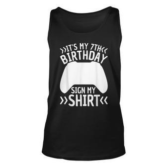 It's My 7Th Birthday Sign My 7 Year Old Boy Bday Gamer Tank Top - Seseable