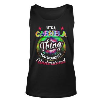 Its A Carmela Thing Tie Dye 60S 70S Hippie Carmela Name 70S Vintage Tank Top | Mazezy
