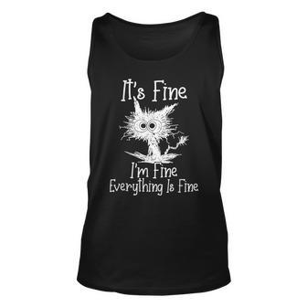 It's Fine I'm Fine Everything Is Fine Cat Tank Top - Seseable