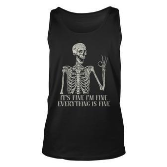 It's Fine I'm Fine Skeleton Skull Halloween Costume Tank Top - Seseable