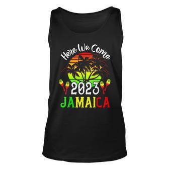Jamaica 2023 Here We Come Jamaican Family Vacation Trip Unisex Tank Top | Mazezy