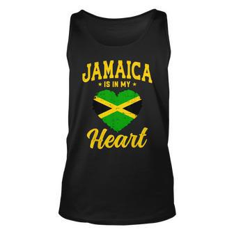 Jamaica Is In My Heart Proud Jamaican Jamaica Flag Heart Unisex Tank Top - Thegiftio UK