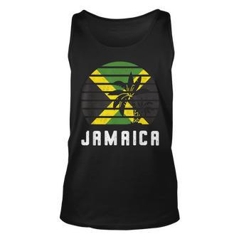 Jamaica Jamaican Pride Palm Tree Sunset Flag Jamaican Unisex Tank Top - Thegiftio UK