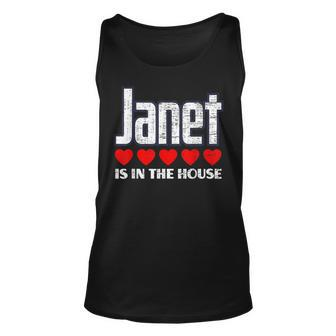 Janet Is In The House Retro Hearts First Name Love Janet Unisex Tank Top | Mazezy