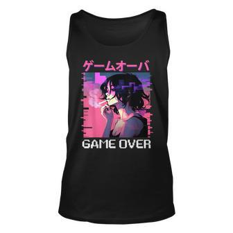 Japanese Vaporwave Sad Anime Girl Game Over Indie Aesthetic Unisex Tank Top - Monsterry CA