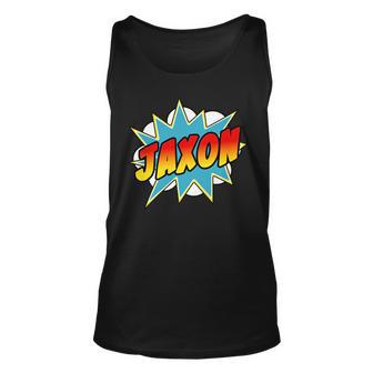 Jaxon Name Comic Book Superhero Gift For Mens Unisex Tank Top | Mazezy