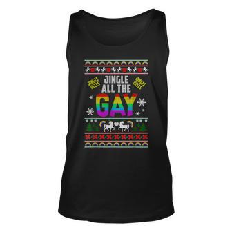 Jingle Bells Jingle All The Gay Ugly Christmas Sweater Tank Top - Monsterry CA
