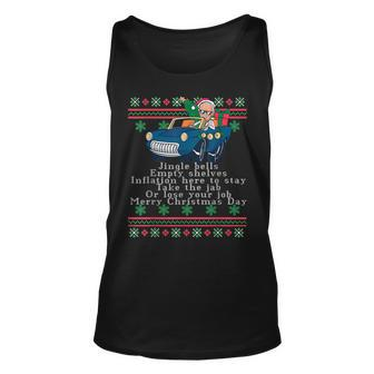 Jingle Joe Biden Santa Trump Ugly Christmas Sweater Tank Top | Mazezy