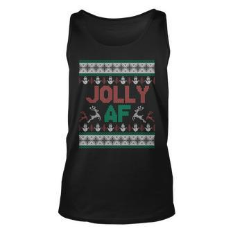 Jolly Af Ugly Christmas Sweater Styled Christmas Tank Top - Monsterry UK