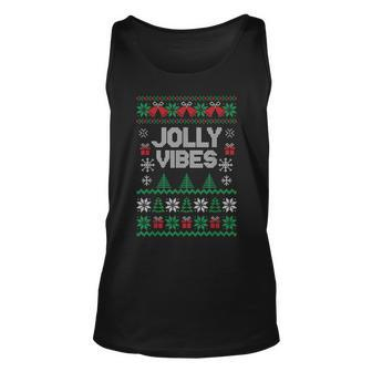 Jolly Vibes Ugly Sweater Jolly Christmas Happy Holidays Tank Top | Mazezy UK