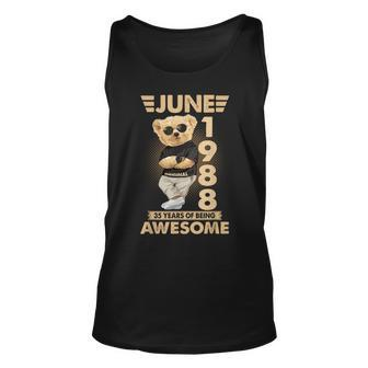 June 1988 35Th Birthday 2023 35 Years Of Being Awesome Unisex Tank Top - Seseable