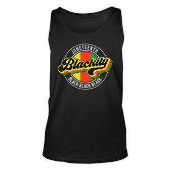 Junenth Blackity Black Freedom African American Vintage Unisex Tank Top | Mazezy