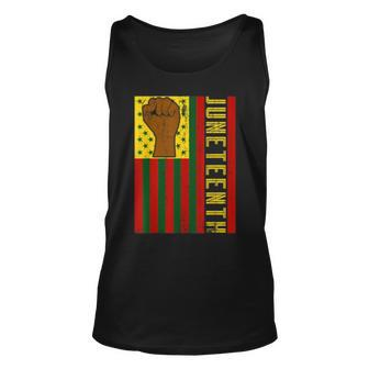 Junenth Fist Usa Flag Black African American Flag Pride Unisex Tank Top | Mazezy