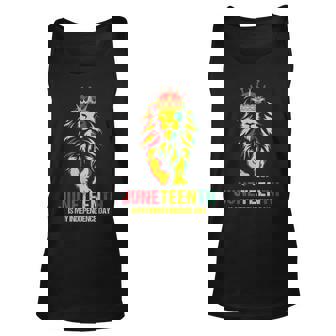 Junenth Is My Independence Day Black King Lion Father Day Unisex Tank Top | Mazezy