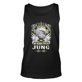 Jung Name Gift My Blood Type Is Jung Unisex Tank Top - Seseable