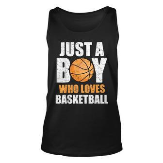 Just A Boy Who Loves Basketball Basketball Funny Gifts Unisex Tank Top | Mazezy