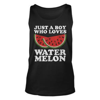 Just A Boy Who Loves Watermelon Summer Funny Retro Cute Unisex Tank Top - Seseable