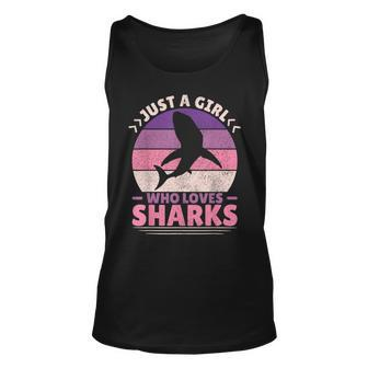 Just A Girl Who Loves Sharks Lover Shark Stuff Funny Shark Unisex Tank Top | Mazezy