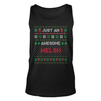 Just An Awesome Welsh Ugly Christmas Sweater Tank Top - Monsterry