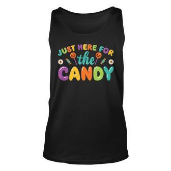 Just Here For The Candy Halloween Kids Halloween Tank Top | Mazezy